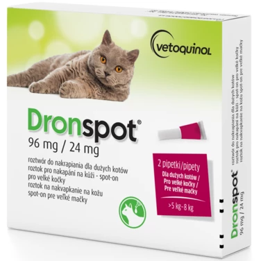 DRONSPOT - krople odrobaczające dla dużych kotów o wadze od 5 do 8 kg 1,12 ml