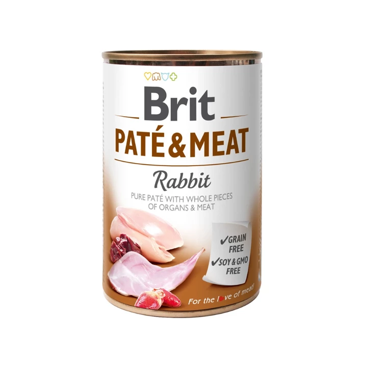 BRIT Pate & Meat Rabbit - puszka dla psa w formie musu z kawałkami mięsa, królik