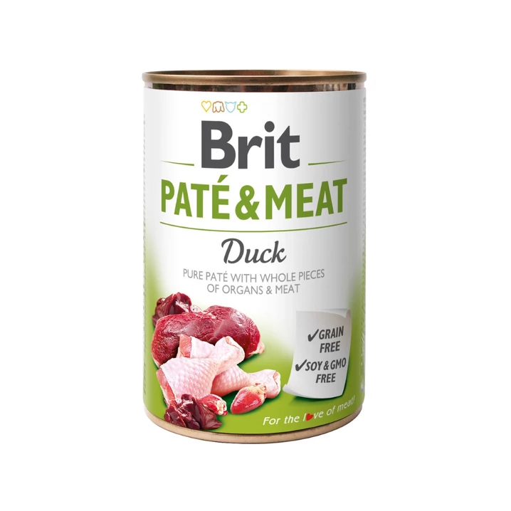 BRIT Pate & Meat Duck - puszka dla psa w formie musu z kawałkami mięsa, kaczka