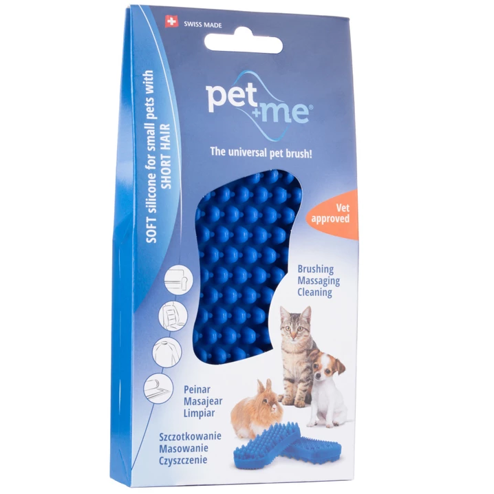 PET+ME Soft Silicone Brush Blue - szczotka silikonowa dla małych zwierząt z niewielką ilością lub bez podszerstka - 5