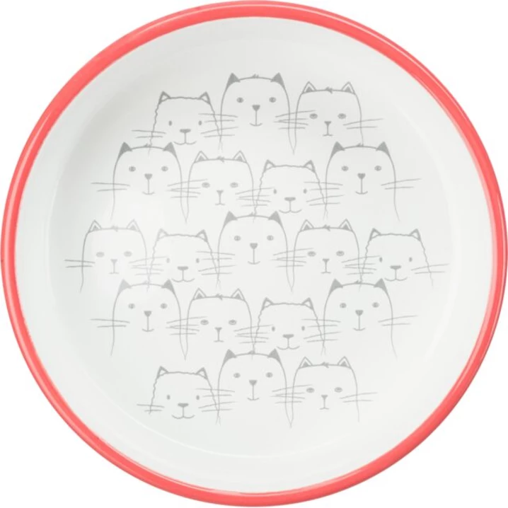 TRIXIE duża miska ceramiczna dla kota, szeroka i niska, czerwono-biała 300ml - 2