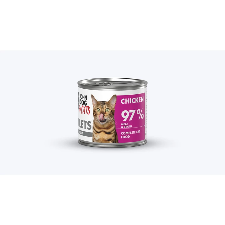 JOHN DOG for cats Fillets - pełnoporcjowa,  mokra karma dla dorosłych kotów, filet z kurczaka - 2