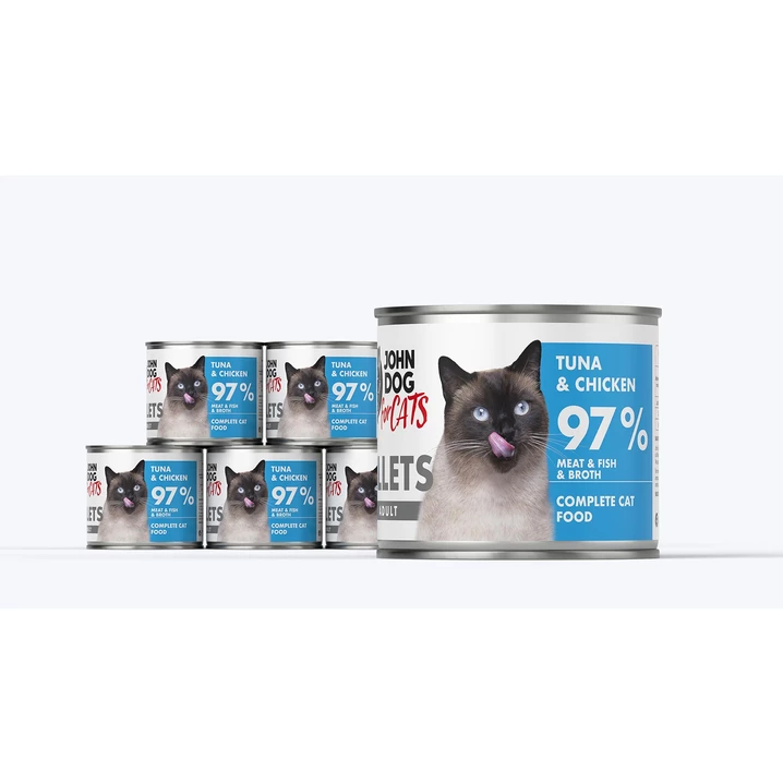 JOHN DOG for cats Fillets - pełnoporcjowa,  mokra karma dla dorosłych kotów, filet z kurczaka i tuńczyka - 4