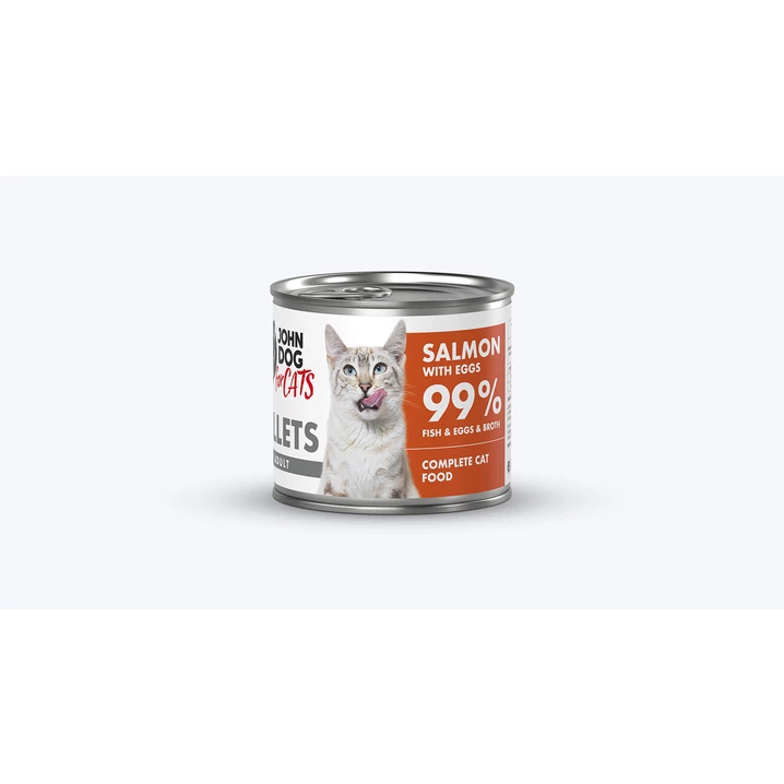 JOHN DOG for cats Fillets - pełnoporcjowa,  mokra karma dla dorosłych kotów, filet z łososia z jajkiem - 5