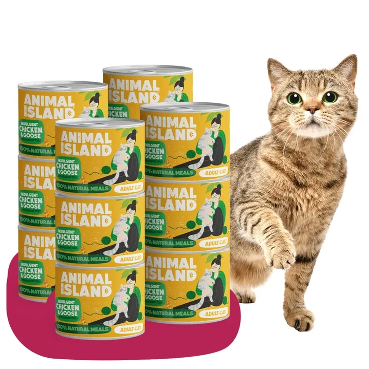 ANIMAL ISLAND pełnoporcjowa mokra karma dla kotów, aż 99% mięsa, kurczak z gęsią 200g - 4
