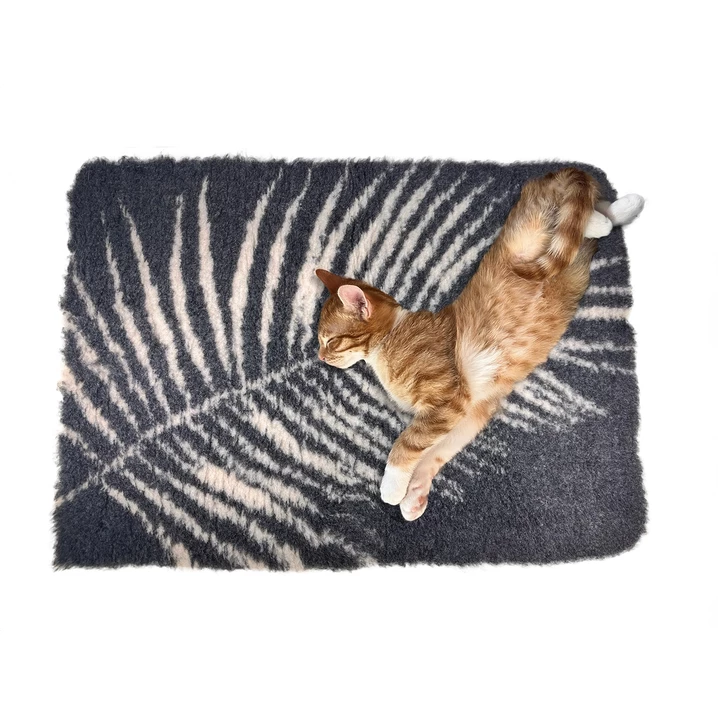ZOLUX Dry Bed - miękkie posłanie izolujące dla psa lub kota z wzorem roślinnym, grafitowe - 3