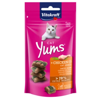 VITAKRAFT Cat Yums - miękkie i aromatyczne przysmaki z kurczakiem i trawą 40g