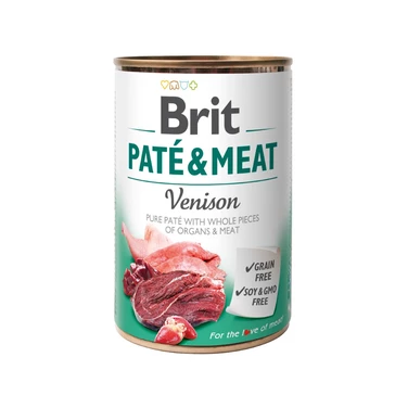 BRIT Pate & Meat Venison - puszka dla psa w formie musu z kawałkami mięsa, dziczyzna