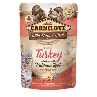CARNILOVE Cat Pouch - saszetka dla kota z kurczakiem i indykiem z dodatkiem waleriany 85 g