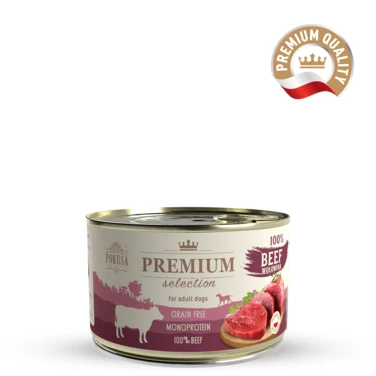 POKUSA Premium Selection - uzupełniająca, monobiałkowa, mokra karma dla psów, wołowina 400g