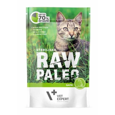 RAW PALEO sterilised - pełnoporcjowa, mokra dla kotów sterylizowanych lub z nadwagą, dziczyzna 100g