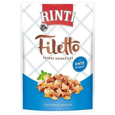 RINTI Filetto - pełnoporcjowa karma dla psa wybrednego, filety z kurczaka i kaczki w galaretce 100 g