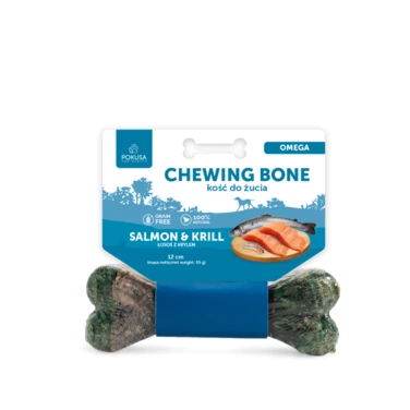 POKUSA Chewing Bone Omega - kość do żucia dla psów z dodatkiem łososia, kryla i małża nowozelandzkiego 17cm