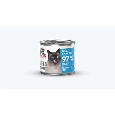 JOHN DOG for cats Fillets - pełnoporcjowa,  mokra karma dla dorosłych kotów, filet z kurczaka i tuńczyka - 2