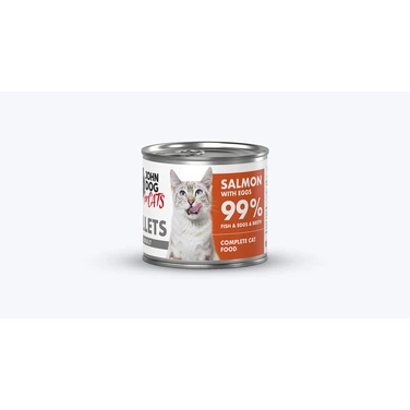 JOHN DOG for cats Fillets - pełnoporcjowa,  mokra karma dla dorosłych kotów, filet z łososia z jajkiem - 5