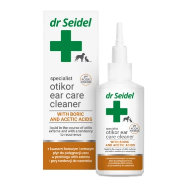 DR SEIDEL Otikor płyn do pielęgnacji uszu z kwasami borowym i octowym dla psów i kotów 75 ml