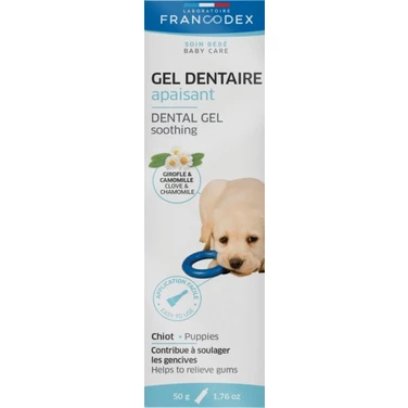 FRANCODEX Gel Dentaire - łagodzący żel dentystyczny dla ząbkujących szczeniąt 50 g (DATA WAŻNOŚCI 07.2024)