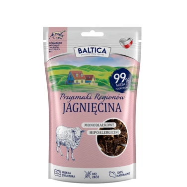 BALTICA Przysmaki Regionów - monobiałkowe smakołyki dla psa, półmiękkie kosteczki z jagnięciny 80g