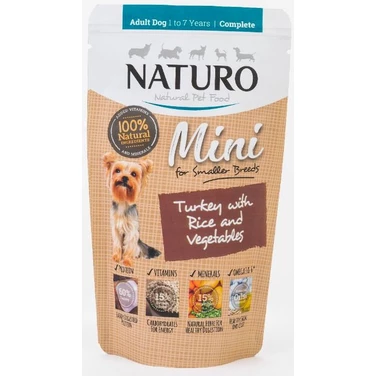 NATURO Mini - mokra karma dla dorosłych psów o delikatnym składzie, indyk z ryżem i warzywami 150 g