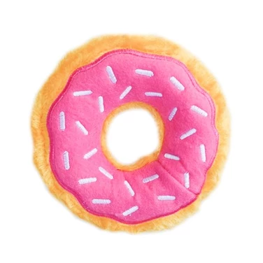 ZIPPYPAWS Jumbo Donutz - duży, pluszowy donut dla psa z dwiema piszczałkami, różowy 25 cm