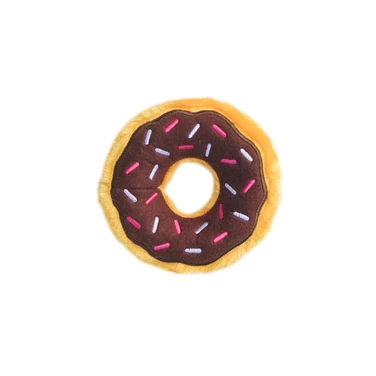 ZIPPYPAWS Jumbo Donutz - pluszowy donut dla psa z dwiema piszczałkami, brązowy 16 cm