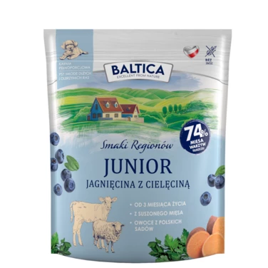 BALTICA Smaki Regionów Junior - sucha karma dla szczeniąt ras dużych, jagnięcina z cielęciną 1kg