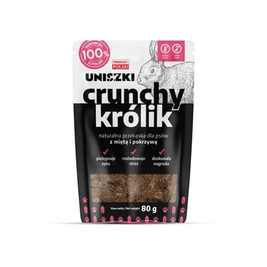 UNISZKI Crunchy - naturalna przekąska dla psa z królika, mięty i pokrzywy 80g