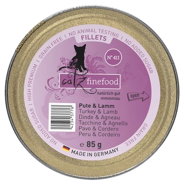 CATZ FINEFOOD Fillets - pełnoporcjowa, mokra karma dla kota, indyk, jagnięcina w galaretce 85 g - 2