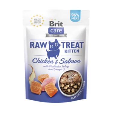 BRIT Raw Treat Cat Kitten - liofilizowane przysmaki dla kotów, kurczak i łosoś z probiotykami 40g