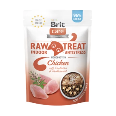 BRIT Raw Treat Cat Indoor&Antistress - liofilizowane przysmaki dla kotów, kurczak z probiotykami 40g