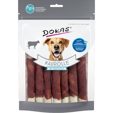 DOKAS rolki z wołowiny - gryzaki dla psa ze skóry wołowej owiniętej mięsem wołowym 190g