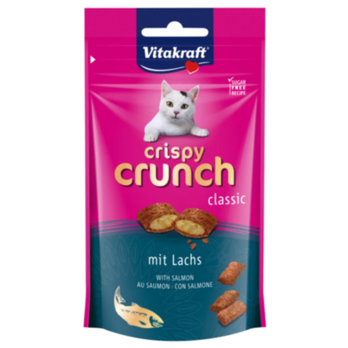 VITAKRAFT Cat Crunch - chrupiące paszteciki dla kota z nadzieniem łososiowym 40g