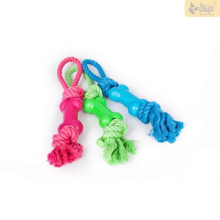 DINGO Denta fresh - gryzak i szarpak dla psa w formie sznura z kością, różne kolory 30 cm