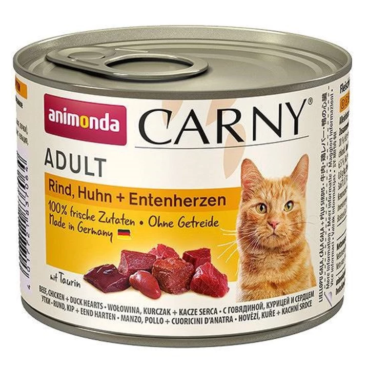 ANIMONDA Carny Adult - mięsna puszka dla kota - wołowina i kacze serca 