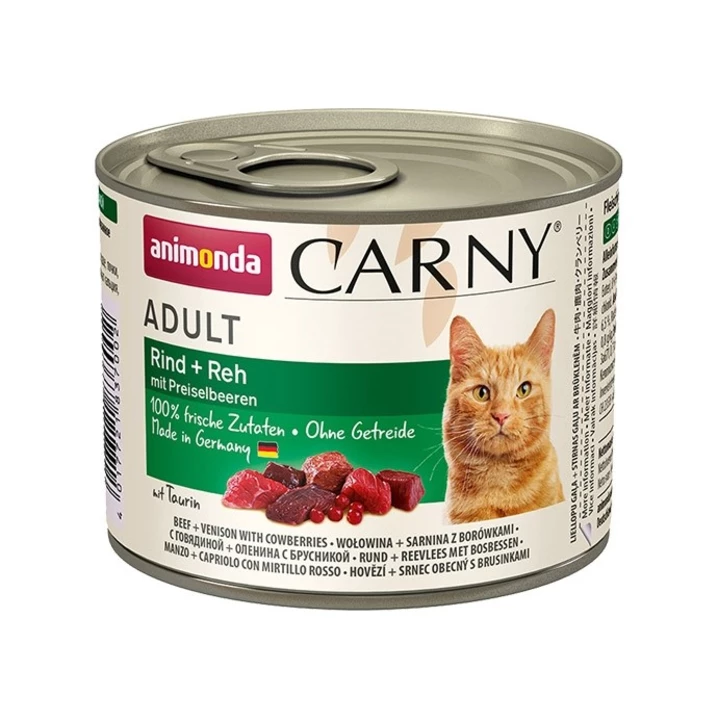 ANIMONDA Carny Adult - mięsna puszka dla kota - wołowina i sarna z borówką 