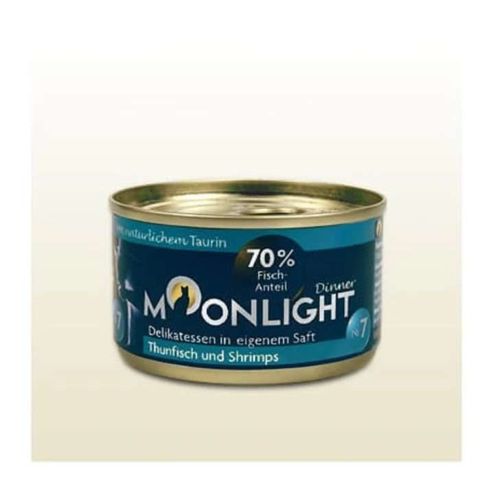 MOONLIGHT Dinner 7 - uzupełniająca, mokra karma dla kota, tuńczyk i krewetki w sosie 80 g