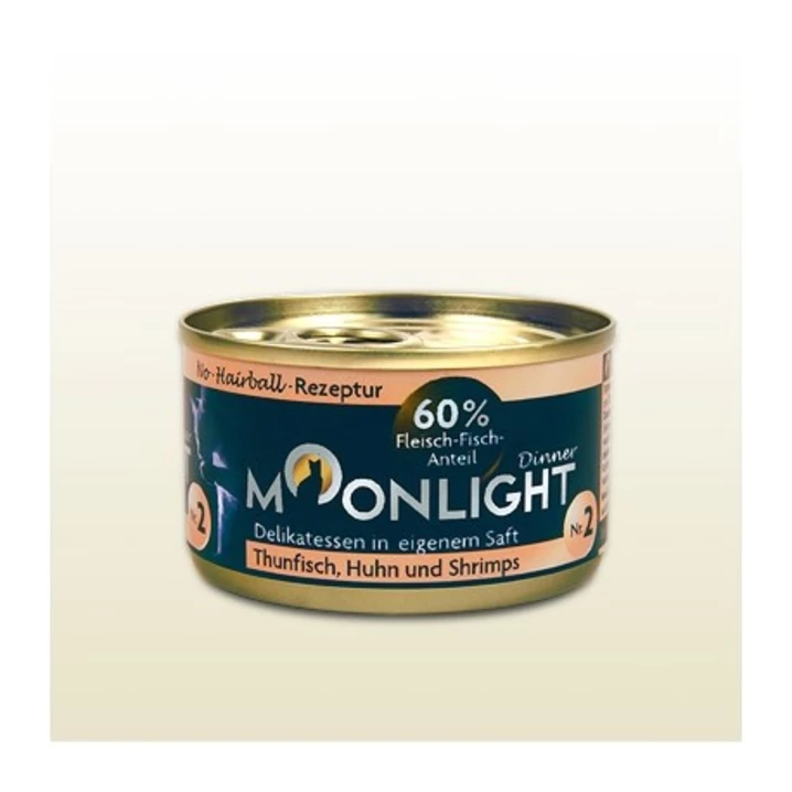 MOONLIGHT Dinner 2 - uzupełniająca, mokra karma dla kota, kurczak, tuńczyk i krewetki w sosie 80 g