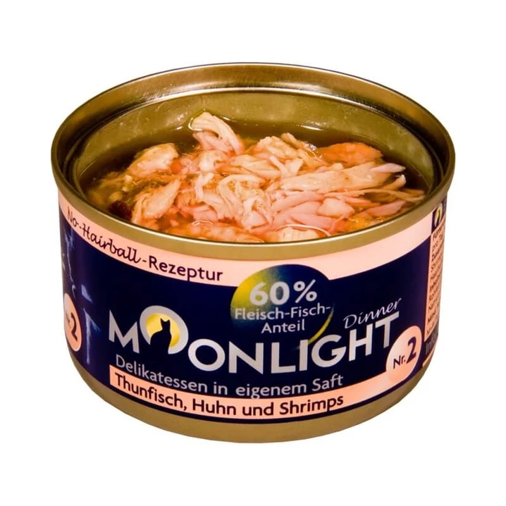 MOONLIGHT Dinner 2 - uzupełniająca, mokra karma dla kota, kurczak, tuńczyk i krewetki w sosie 80 g - 2