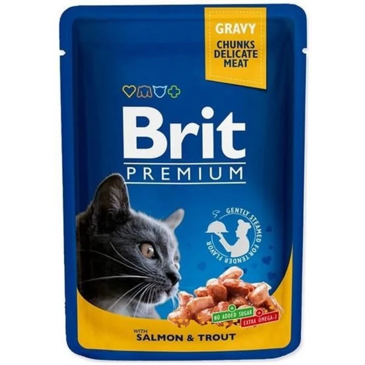 BRIT PREMIUM saszetka dla kota z łososiem i pstrągiem w sosie 100 g
