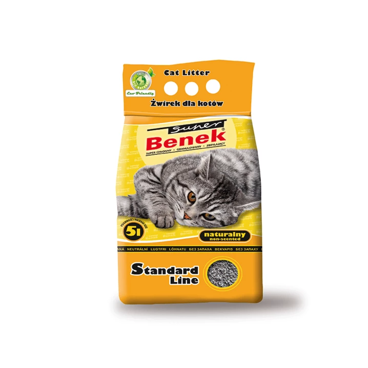 BENEK Standard Naturalny - gruby, zbrylający żwirek bentonitowy dla kotów, bezzapachowy