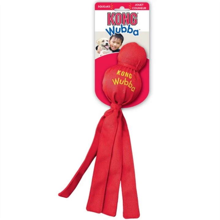 KONG® Wubba™ Classic - zabawka do gryzienia, szarpania i aportowania z dwiema piszczałkami - 3