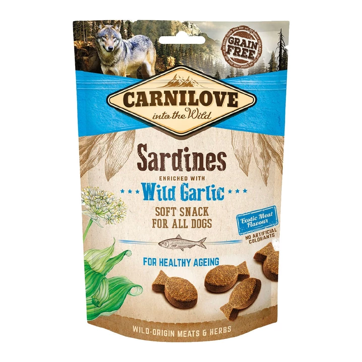 CARNILOVE Soft Snack - miękkie przysmaki dla psa z sardynkami i czosnkiem niedźwiedzim 200 g