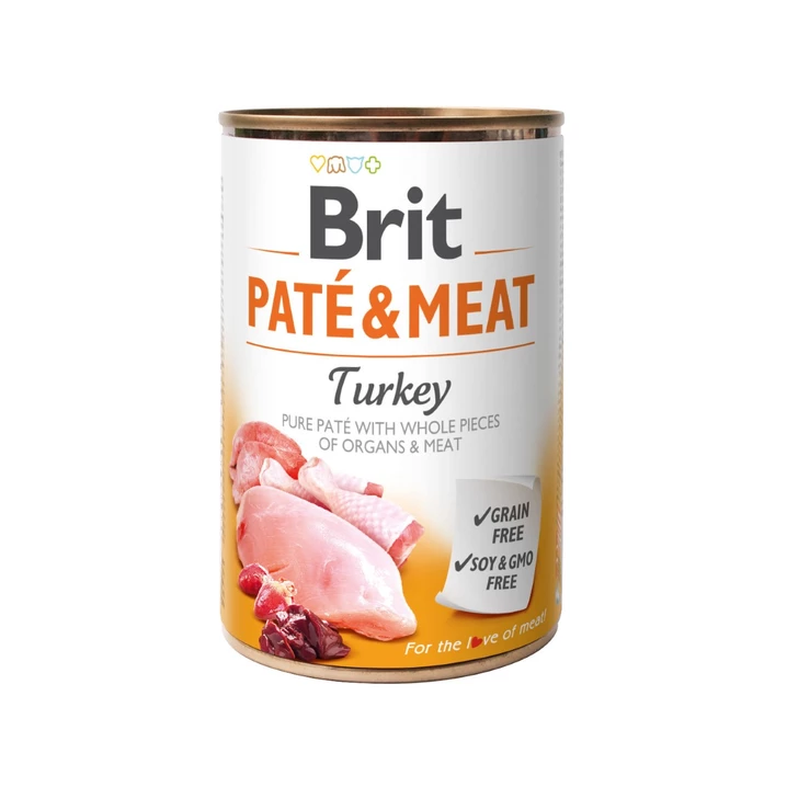 BRIT Pate & Meat Turkey - puszka dla psa w formie musu z kawałkami mięsa, indyk