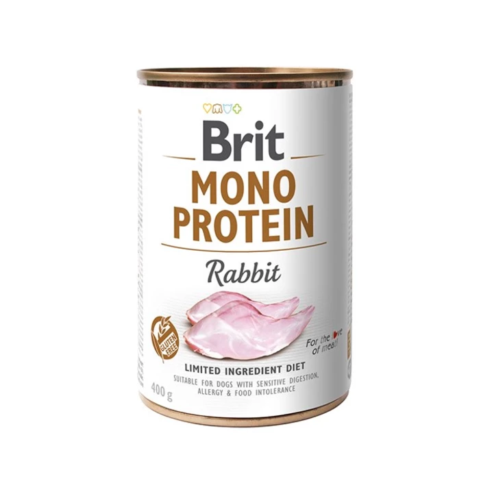 BRIT Monoprotein Rabbit - pełnoporcjowa, mokra karma dla psów wrażliwych, królik 400 g