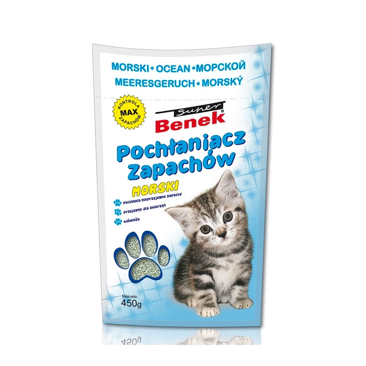 BENEK Pochłaniacz zapachów - pochłaniacz do kociej kuwety, morski 450g