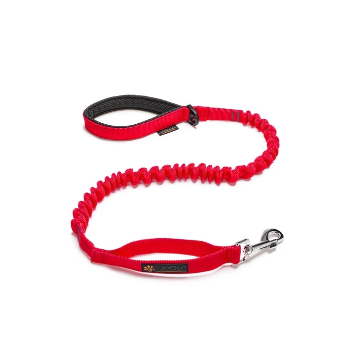 JOQU Damper Leash - smycz dla psa z taśmy rurowej z amortyzatorem, 150-200 cm, czerwona