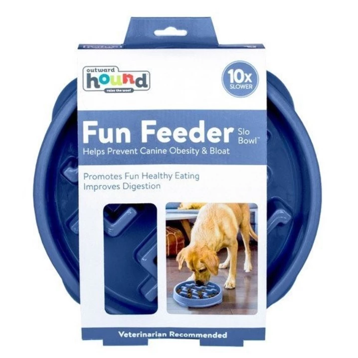 OUTWARD HOUND Fun Feeder - miska spowalniająca jedzenie dla psa, niebieska  - 3