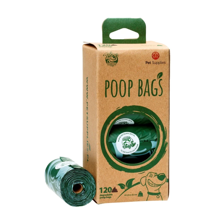 PET SUPPLIES Poop Bags - ekologiczne, mocne woreczki na psie odchody, bezzapachowe 8 rolek