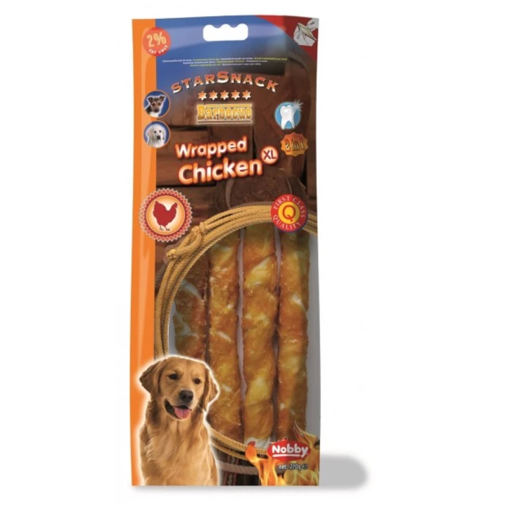 NOBBY Starsnack Wrapped Chicken XL - długie i grube pałeczki wołowe owijane mięsem kurczaka 270 g
