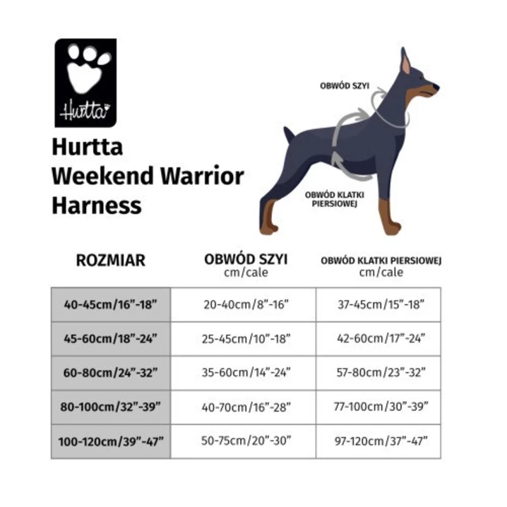 HURTTA Weekend Warrior Raven - zabudowane szelki dla psa typu guard, czarne - 7